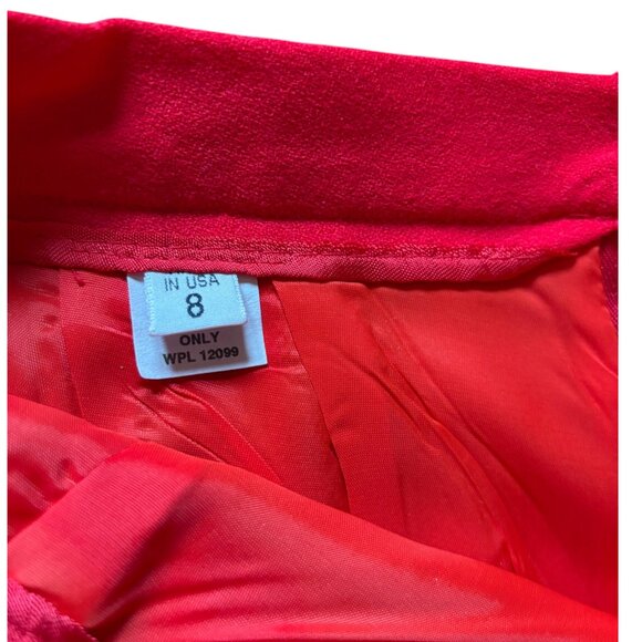 BICCI Florine Wachter VNTG Black Red Skirt/Blazer/Scarf Suit Gold Accents Sz 8 - Picture 12 of 16